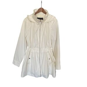 Vince Camuto Off-White Hooded Drawstring Trench Coat